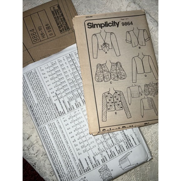 Vintage 90’s Simplicity 9864 Jacket Sewing Pattern Glam Puff Sleeve Size 6 8 10 - Picture 6 of 6